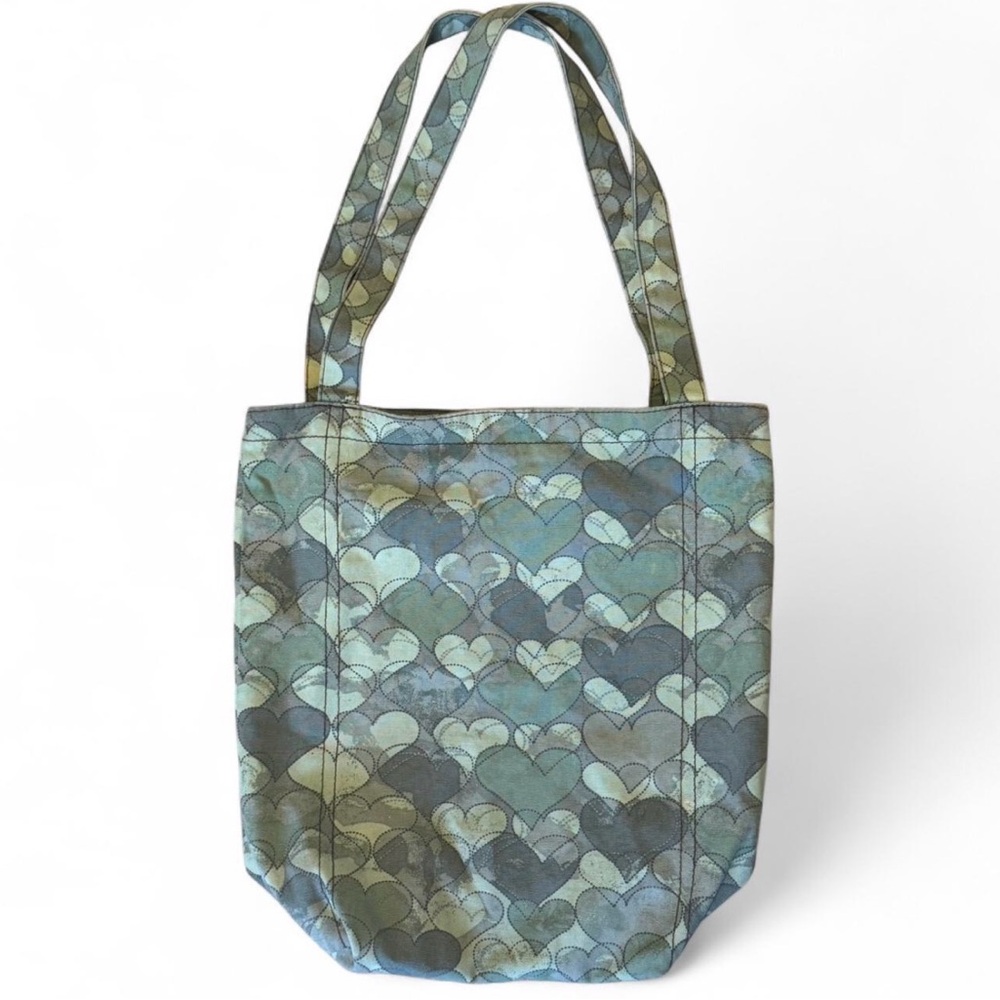 Stylish Heart Pattern Tote Bag - Blue and Green